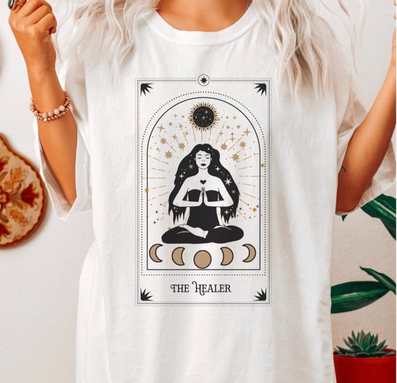The Healer Tarot Card Comfort Colors Tshirt, Nurse Gift, Boho Tshirts For Women, Celestial Tees, Oversized Tshirts, Healthcare tshirt