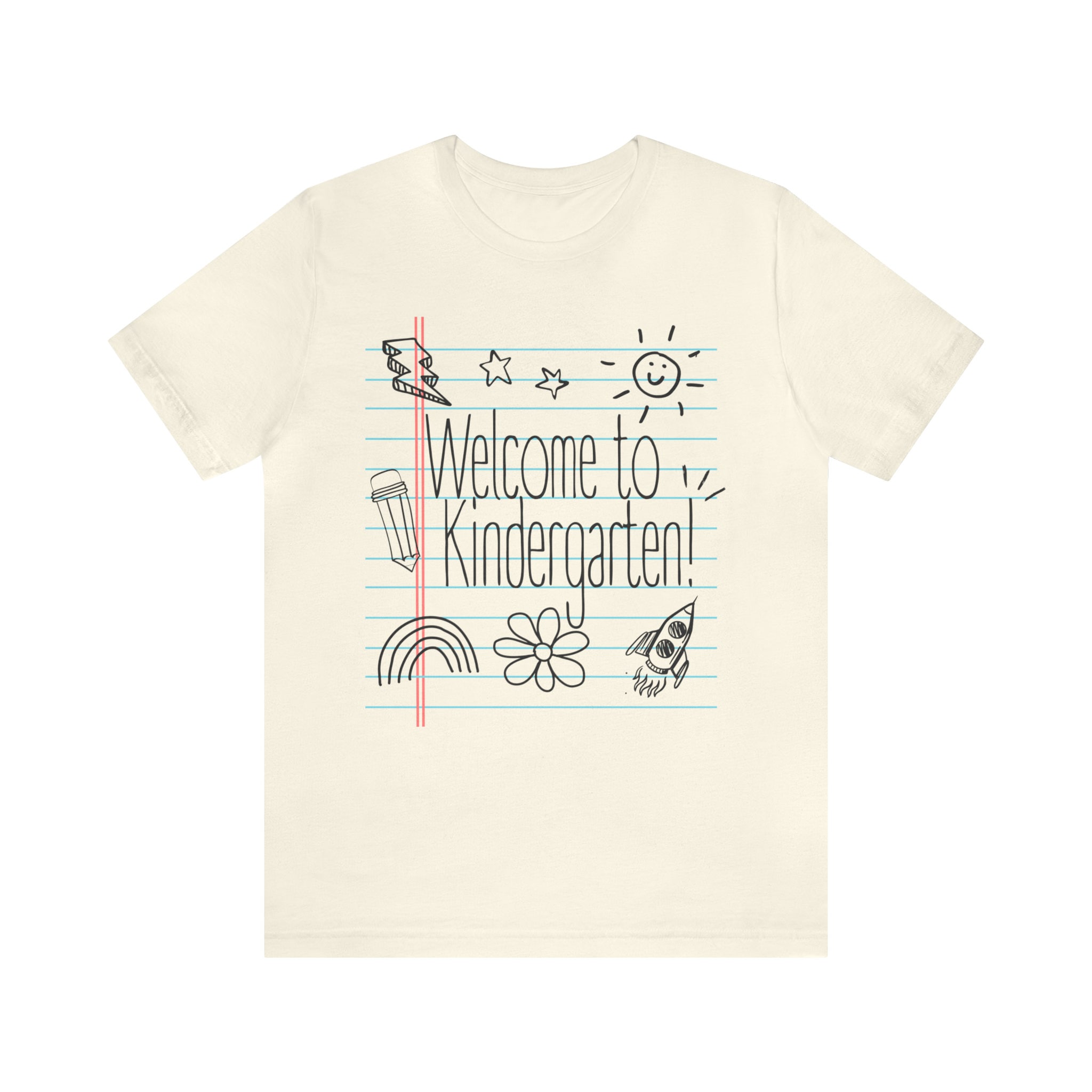 Welcome To Kindergarten Notebook Doodle Tshirt, Cute School Orientation Tee, Unique Teacher Shirt, Welcome Back First Day Fall Outfit