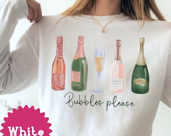 Bubble Please Sweatshirt, Champagne Tee, Bachelorette Party Outfit, Vegas Trip Apparel, Girls Vacation, Cute Womens Sweaters