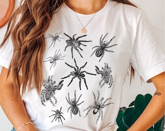 Tarantula Spider Unisex Tshirt Black and White Halloween Science Creepy