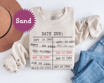 Sudadera vintage de biblioteca, ropa para amantes de los libros, cuello redondo de lectura, regalo para ratones de biblioteca, Dark Academia, regalo para bibliotecarios y profesores, sello de fecha de entrega.