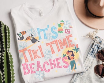 Its Tiki Time Beaches Tshirt, Hawaiian Luau Funny Shirts For Men Women, Vacation Tee For him Her, Hula Girl Top