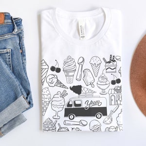 Ice Cream Shop Tee, Shirt for Ice Cream Lovers, Summer Tshirt Cute Favorite Things Top Retro Aesthetic