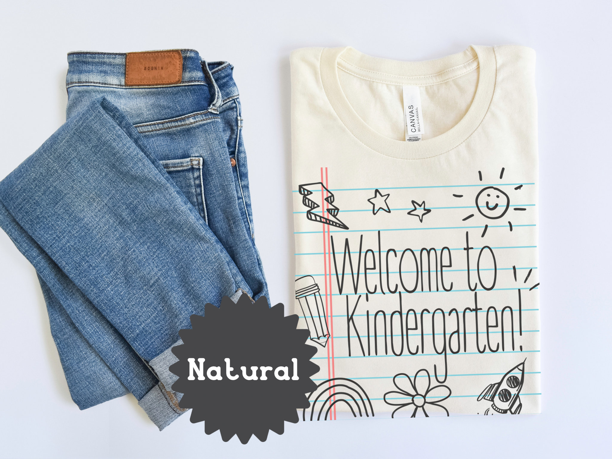 Welcome To Kindergarten Notebook Doodle Tshirt, Cute School Orientation Tee, Unique Teacher Shirt, Welcome Back First Day Fall Outfit