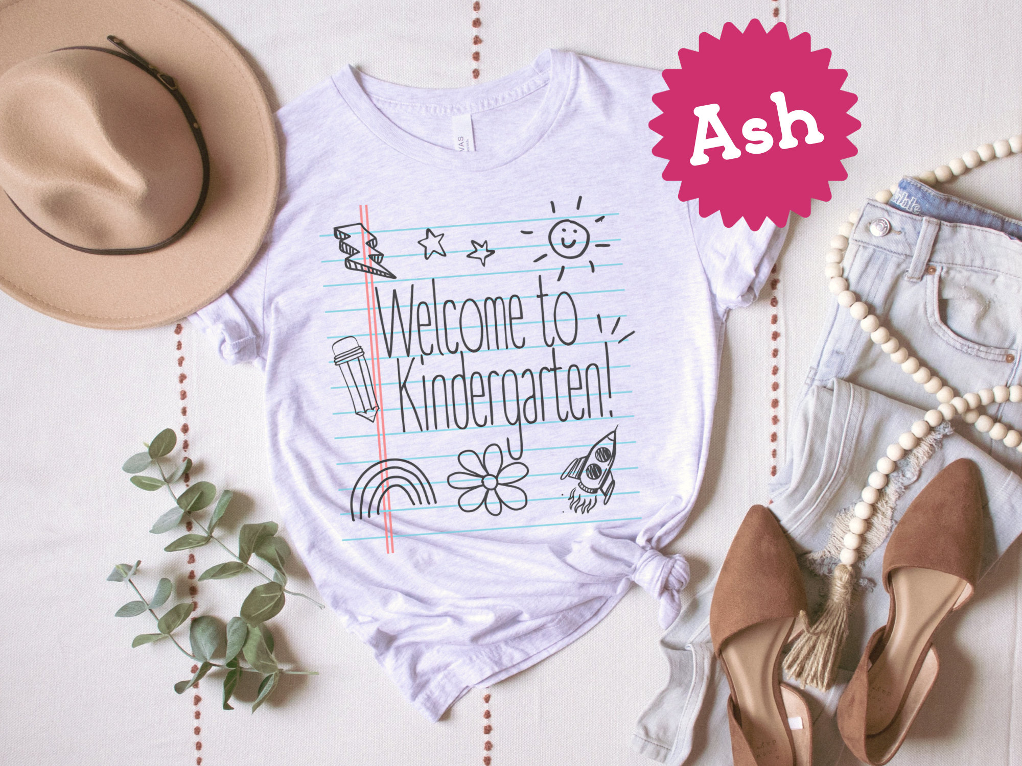 Welcome To Kindergarten Notebook Doodle Tshirt, Cute School Orientation Tee, Unique Teacher Shirt, Welcome Back First Day Fall Outfit
