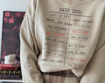 Vintage Library Sweatshirt Books Reading Bookworm Retro Librarian Teacher Gift march reading month, Dark Academia