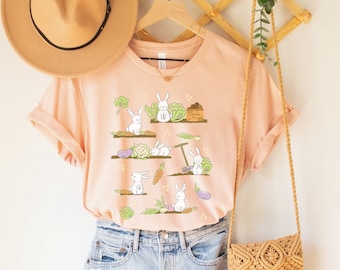 Bunny Garden Spring Easter Tee, Cottontail Garden Tshirt, Cute Spring Shirt for Women, Easter Spring Teacher Shirts
