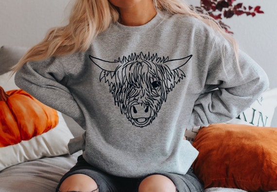 Highland Cow Sweatshirt Scottish Cow Shirts Shaggy Cow - Etsy