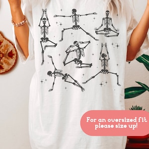 Skeleton Yoga Comfort Colors Tee, Yogi Shirts For Her, Trendy Graphic Tees For Women, Namaste Skull Crewneck