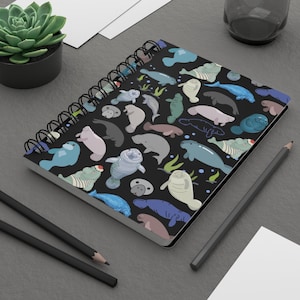 Manatee Spiral Bound Notebook, Gift For Manatee Lover, Cute Manatee Present, Sea Cow Save The Chubby Mermaids