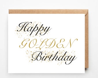Golden birthday card | Golden birthday | Happy golden birthday | Golden birthday gift