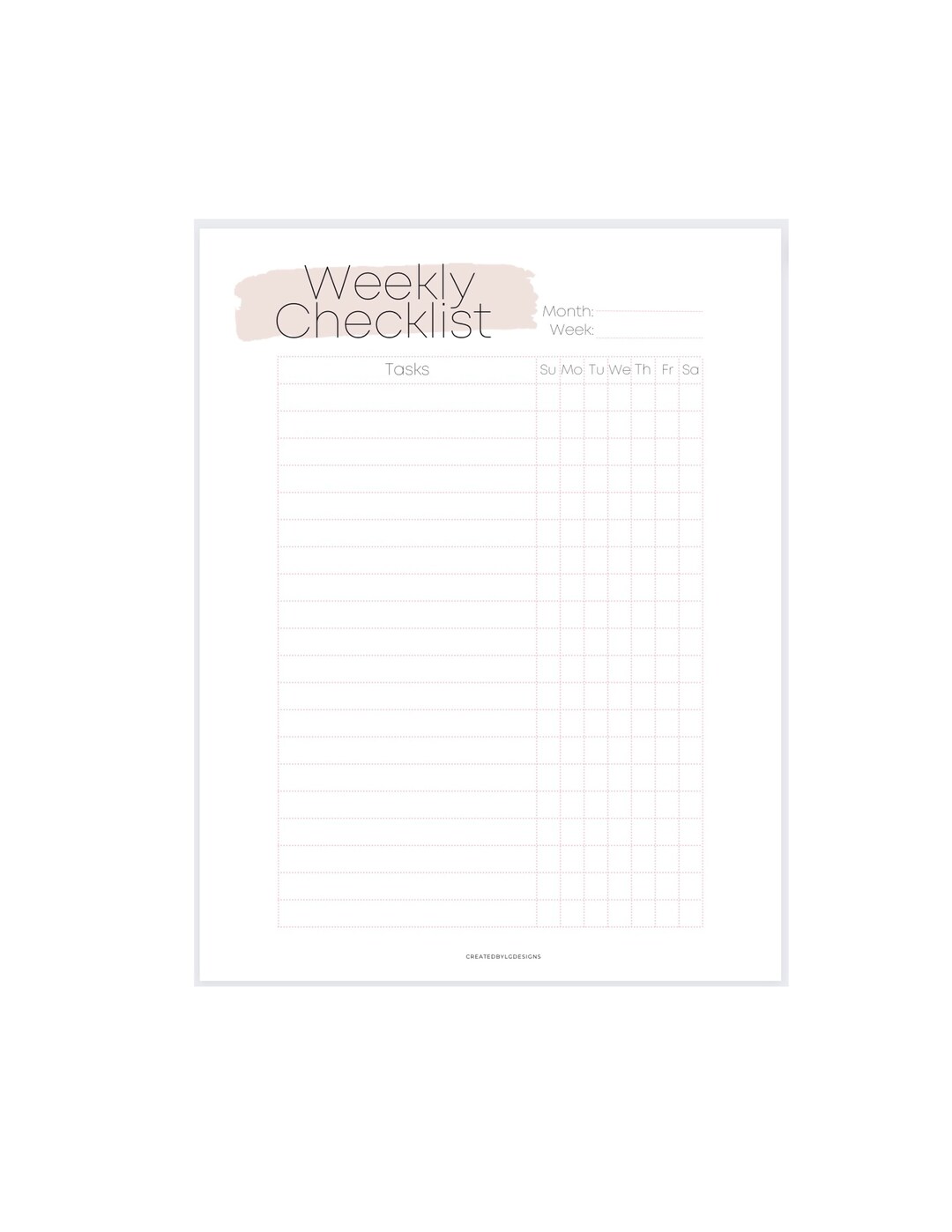 Weekly Checklist Printable Checklist Chore List Etsy