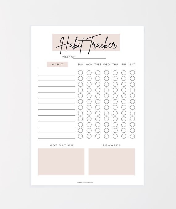 Habit Tracker | Printable Habit tracker | Weekly habit tracker | Downloadable habit tracker | Habit tracker printable | Weight loss tracker