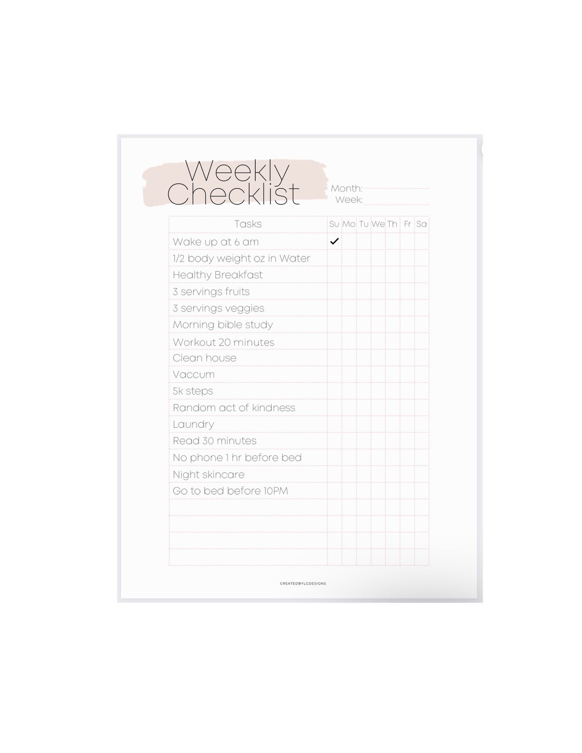 Weekly Checklist Printable Checklist Chore List Etsy