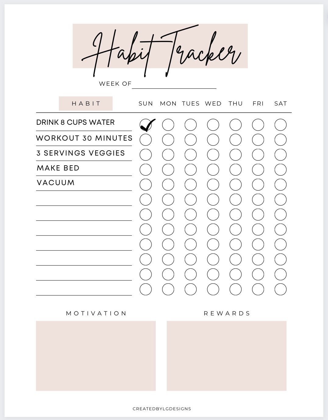 Habit Tracker Printable Habit Tracker Weekly Habit Tracker Downloadable Habit Tracker Habit Tracker Printable Weight Loss Tracker Etsy Sweden