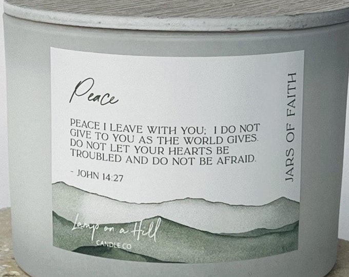 PEACE | Candle with Bible Verse | Christian Gift | Soy Wax Candle | Hand-poured | Lemongrass & Persian Lime | Lamp on a Hill Candle Co