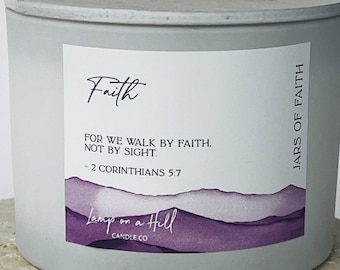 FAITH | Candle with Bible Verse | Christian Gift | Soy Wax Candle | Hand-poured | Black & Raspberry Vanilla | Lamp on a Hill Candle Co