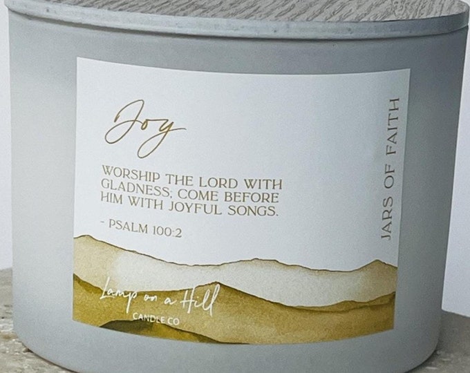 JOY | Candle with Bible Verse | Christian Gift | Soy Wax Candle | Hand-poured | Tropical Gardenia | Lamp on a Hill Candle Co