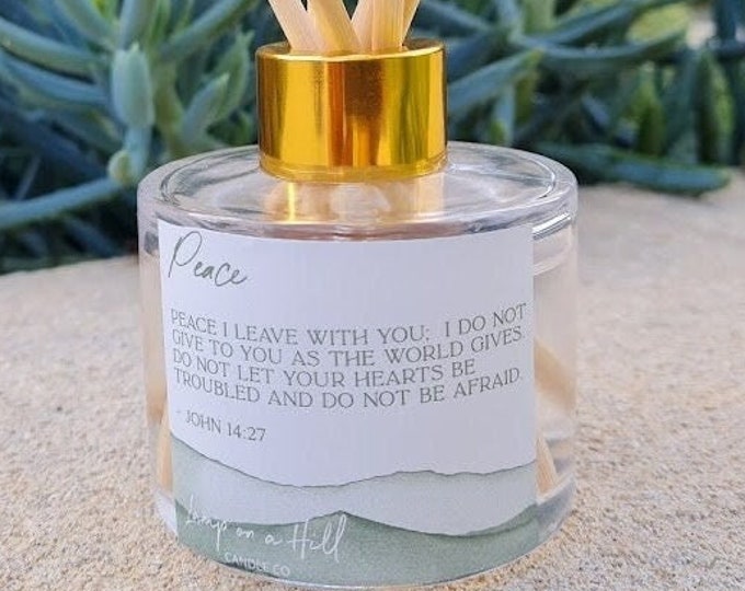PEACE | Bible verse | Reed Diffuser 200ml | Christian Gift | Lamp on a Hill Candle Co | Amazing scent choices