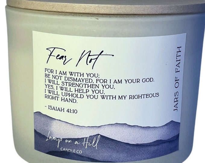 FEAR NOT | Candle with Bible Verse | Christian Gift | Soy Wax Candle | Hand-poured | Peach | Lamp on a Hill Candle Co