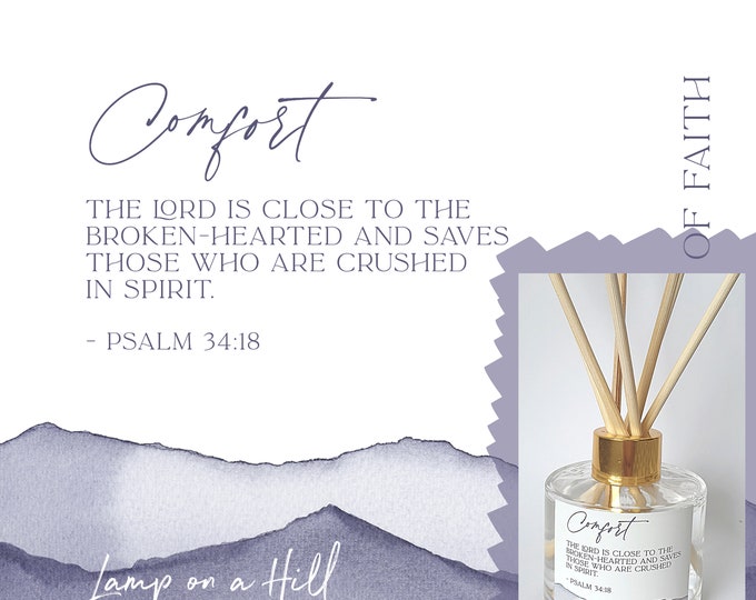COMFORT | Bible verse | Reed Diffuser 200ml | Christian Gift | Lamp on a Hill Candle Co | Amazing scent choices