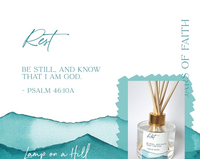 REST | Bible verse | Reed Diffuser 200ml | Christian Gift | Lamp on a Hill Candle Co | Amazing scent choices