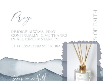 PRAY | Bible verse | Reed Diffuser 200ml | Christian Gift | Lamp on a Hill Candle Co | Amazing scent choices
