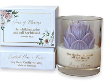 Scripture "Jars of Flowers" Soy Candle - Proverbs 31:28