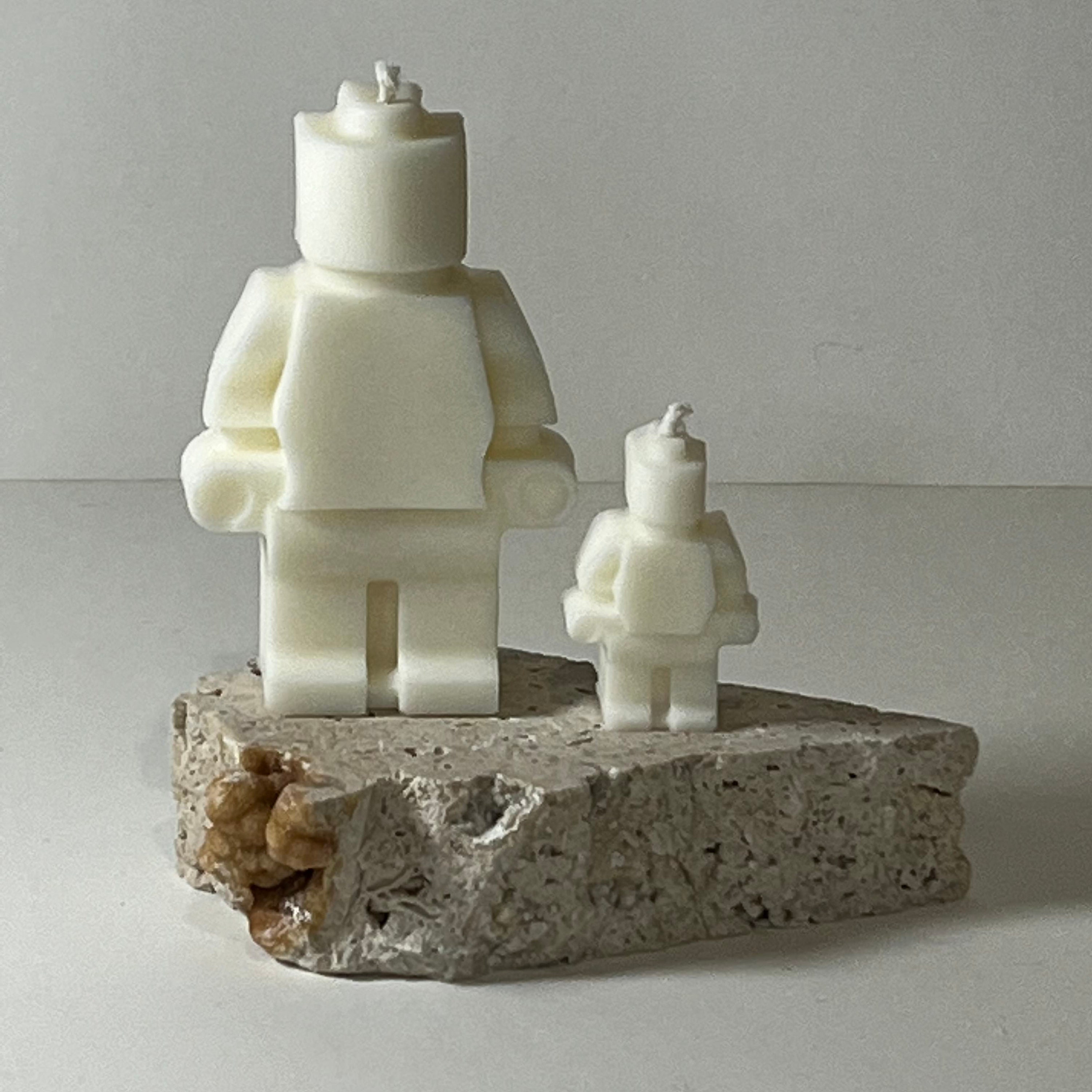 Large and Small Lego Man Figures Sculptural Candles Set Etsy