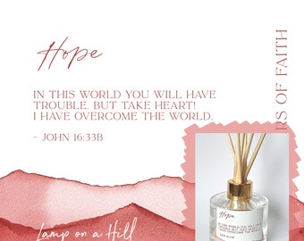 HOPE | Bible verse | Reed Diffuser 200ml | Christian Gift | Lamp on a Hill Candle Co | Amazing scent choices