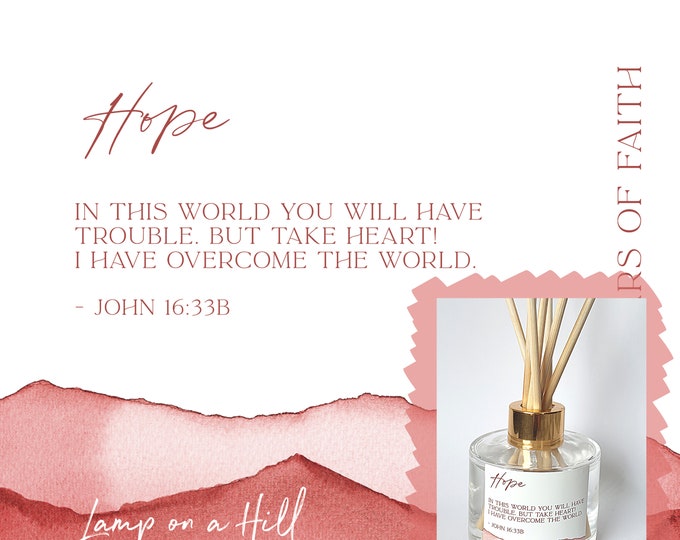 HOPE | Bible verse | Reed Diffuser 200ml | Christian Gift | Lamp on a Hill Candle Co | Amazing scent choices