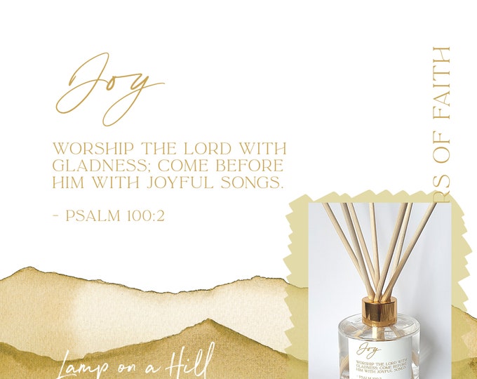 JOY | Bible verse | Reed Diffuser 200ml | Christian Gift | Lamp on a Hill Candle Co | Amazing scent choices