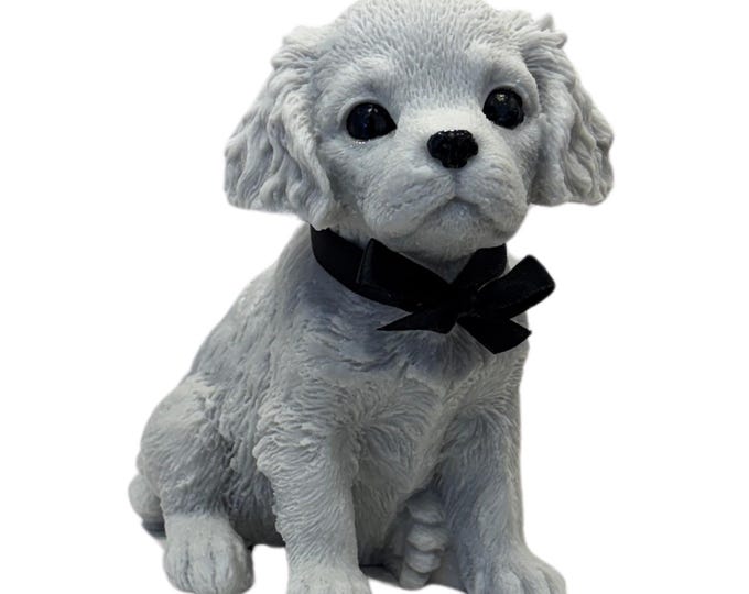 King Charles Cavalier Puppy Dog Sculptural candle with optional personalised tag