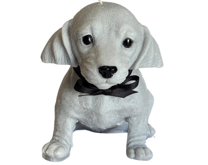 Dachshund Puppy Dog Sculptural candle with optional personalised tag
