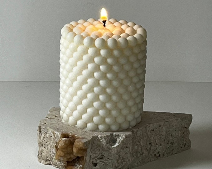 Pearls Candle || Pillar || Moulded || Sculptured