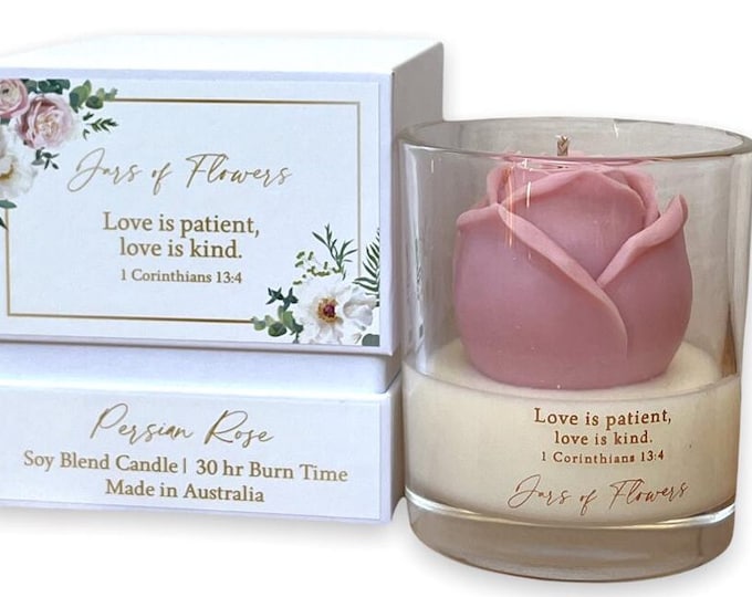 Scripture "Jars of Flowers" Soy Candle - 1 Corinthians 13:4