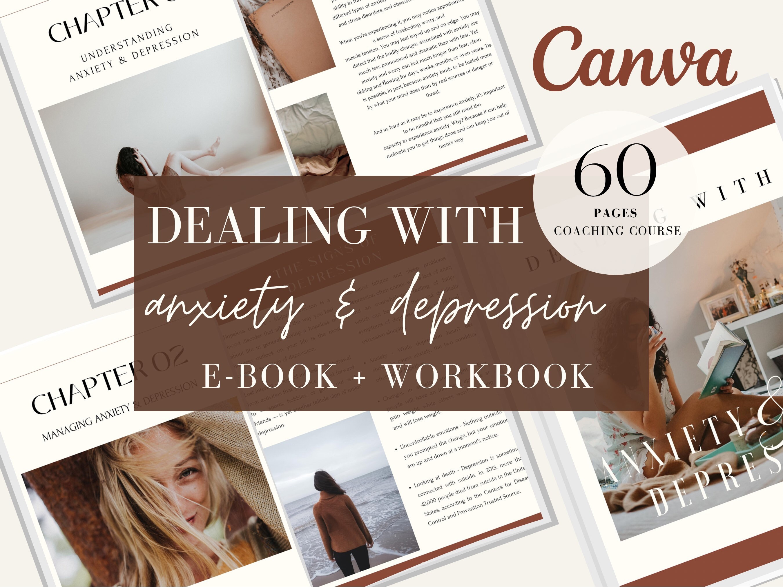 Lead Magnet Ebook | Dealing With Anxiety & Depression Brandable eCourse | Life Coaching Tools | Lead Magnet Workbook | Life Coach Workbook