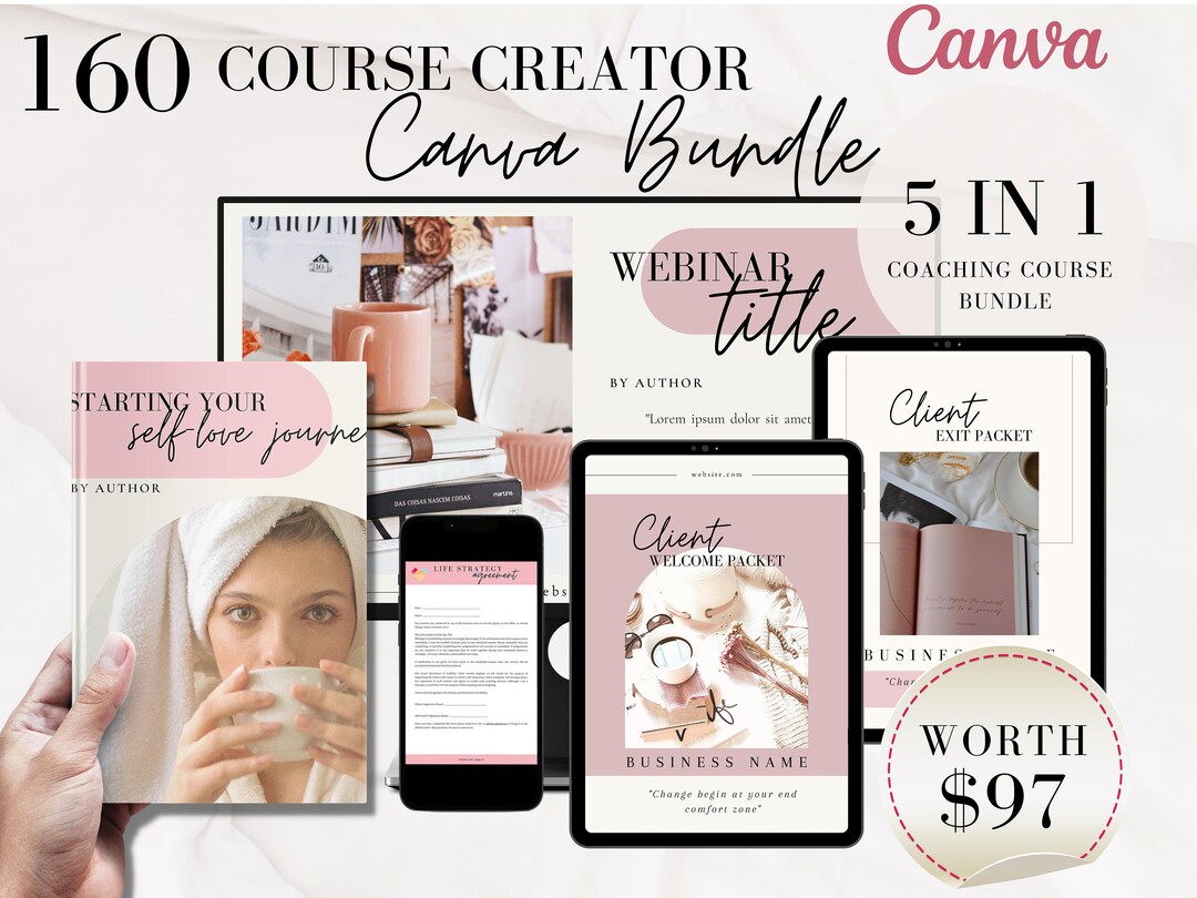 5 in 1 Course Creator Canva Bundle | Done for You Life Coaches Template ...