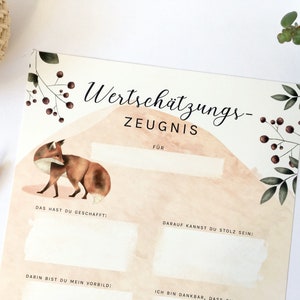WERTSCHÄTZUNGS-ZEUGNIS • besonderes Geschenk für Kinder, Erzieher, Lehrer, Freunde • Stärkung für Klein & Gross  • Danke sagen