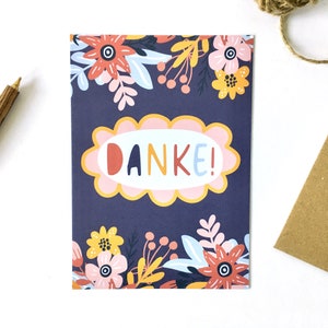 POSTKARTE Danke • Danke-Postkarte mit Blumen • bunte Design-Karte A6