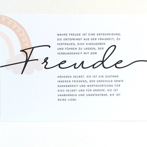 POSTKARTE Freude • Definition wahrer Freude • Regenbogen • Postkarte mit Spruch
