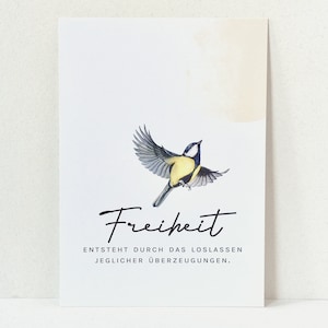 POSTKARTE Freiheit • Herzensbotschaft • Überzeugungen loslassen • Erinnerung mit Meise