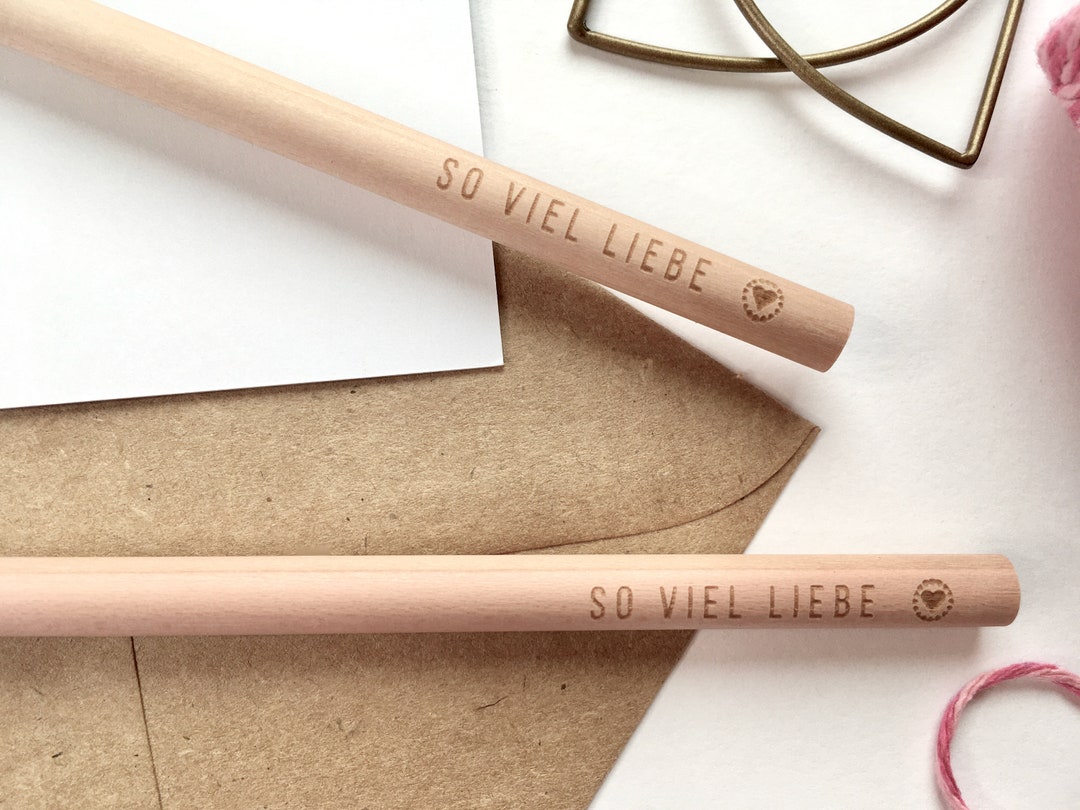 BLEISTIFT MIT SPRUCH So viel Liebe Naturbleistift mit Gravur