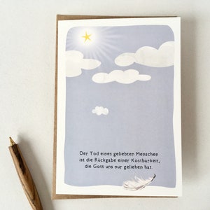 KLAPPKARTE Kostbarkeit • Trauerkarte mit Spruch • farbige Beileidskarte • Stern am Himmel