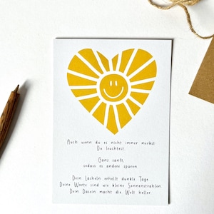 POSTKARTE Du leuchtest • Du machst die Welt heller • liebevolle Botschaft • wertschätzende Anerkennung