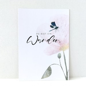POSTKARTE Wunder • Herzensbotschaft • Mutmacher • Für Kinder & Erwachsene • Fliegende Libelle