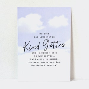 POSTKARTE Kind Gottes • Herzensbotschaft • Erinnere Dich • Spruch-Postkarte mit Wolken