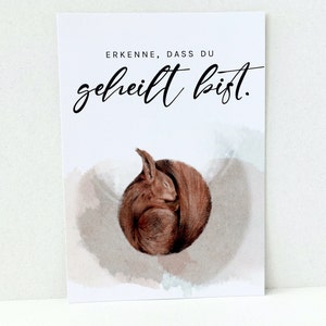 POSTKARTE Geheilt sein • Herzensbotschaft • Mutmacher • Für Kinder & Erwachsene • Entspanntes Eichhörnchen