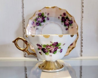 Vintage Tea Cup, Floral Cup and Saucer, Vintage Cup and Saucer, Lefton, Vintage Gift, Birthday Gift, Vintage Home Decor, Gift, Napco, Relpo