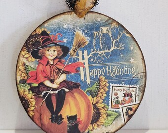 Large Vintage Witch Halloween Ornament, Halloween Decor, Gift for Halloween Lover, Gift, Vintage Ornament, Retro Halloween, Unique Halloween